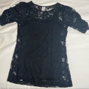 Bobbie Brooks floral lace top with tank undershirt small